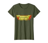 Managed Democracy Sarcastic Political Satire T-Shirt, Women, Olive Green, X-Small