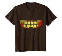 Managed Democracy Sarcastic Political Satire T-Shirt, Youth, Brown, Small