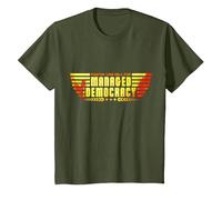 Managed Democracy Sarcastic Political Satire T-Shirt, Youth, Olive Green, X-Small