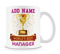 Manager Mug - Worlds Best Mug Gift - Customise with Name - Pink