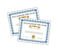 Manager of The Year Award Certificate 6pk 8.5x11” Employee End of Year Awards Banquet to Frame Recognition Salesman Customer Service Excellence