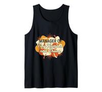 Manager of Tiny Humans and Chaos Groovy Retro Mom Teacher Tank Top