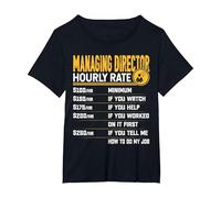 Managing Director Hourly Rate - Funny Managing Director T-Shirt, Women's Plus, Black, 2X