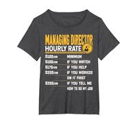 Managing Director Hourly Rate - Funny Managing Director T-Shirt, Women's Plus, Dark Heather Grey, 4X