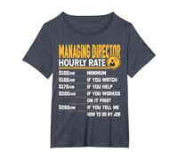 Managing Director Hourly Rate - Funny Managing Director T-Shirt, Women's Plus, Heather Blue, 2X