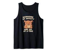 Managing My Anxiety One Sip at a Time Kawaii Art Tank Top