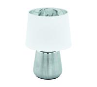 MANALBA 1 Table Lamp - Silver Ceramic Base & White Textile Shade E14