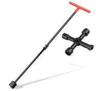 Manalete Water Meter Key 28 Inch with 4-Way Utility Key, Steel T-Handle, Water Meter Key Shut Off Tool for Curb Main Water Shut off Valve