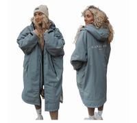 Manao Anu Adult Waterproof Changing Robe with Soft Fleece Lining - Waterproof Windproof Oversized Swim Coat - Swimming - Water-sports - Wild Swimming (UK, Alpha, XS, Regular, Regular, Serenity - Blue)