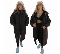 Manao Anu Waterproof Windproof Changing Robe - LONG SLEEVE Fleece Lining, Oversized Beach Coat Drying Coat with Fleece Lining - Hooded Jacket for Beach, Wild Swimming, Surfing - ice bath