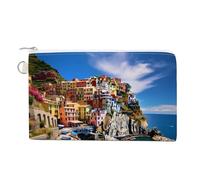 Manarola Italy - Cinque Terre Coastal Town Coin Purse Fashion Canvas Pouch Portable Wallet Makeup Bag for Men Women