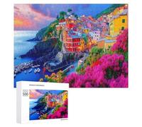 Manarola Italy in The Cinque Terre Adults Wooden Jigsaw Puzzles 1000/500/300 Piece Personalised Customized Gifts