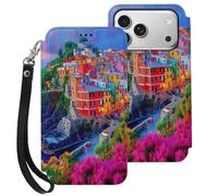 Manarola Italy in The Cinque Terre Flip Wallet Phone Case for iPhone 17 Pro Max Air Pro 17th Cover with Strap