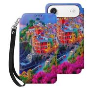 Manarola Italy in The Cinque Terre Flip Wallet Phone Case for iPhone 17 Pro Max Air Pro 17th Cover with Strap