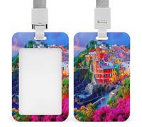 Manarola Italy in The Cinque Terre ID Badge Holder Name Card Holders Photocard Case with Lanyard for Teacher Nurse Office