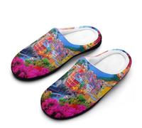 Manarola Italy in The Cinque Terre Mens Slippers Memory Foam Winter Warm Sandals Slip On House Shoes Size 7-14