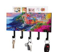 Manarola Italy in The Cinque Terre Wall Mounted Key Holder with 5 Key Hooks Hanging Mail Organizer Rack for Entryway