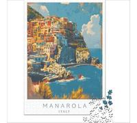 Manarola Italy Poster for Adults 1000 Piece Puzzle | fun gift for dad to enjoy in his spare time at the weekend as a relaxing break from work and daily stress38x26cm