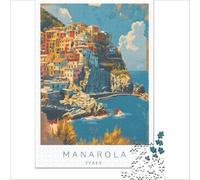 Manarola Italy Poster jigsaw for adults1000 pieces | engaging activity for grandparents to keep the mind active and enjoy a pleasant afternoon at home to enjoy at home38x52cm