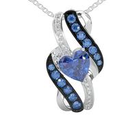 MANASSAA Birthstone Necklace, Gift for Her, Anniversary Gift for Wife, Platinum Plated Sterling Silver, Infinity Heart Necklace, Gift for Women, Heart Pendant Necklace, 14.8mmx26mm, Sterling Silver