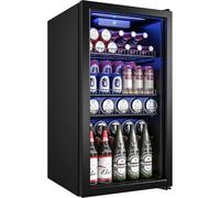 Manastin - Refrigerator Beverage Refrigerator, 130 Cans, Freestanding Mini Fridge with Glass Door, Adjustable Shelves and Digital Temperature Display for Soda, Wine or