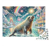 Manatee Amusement Park Night View 1000 Piece Jigsaw Puzzle Jigsaw Puzzle for Adults Puzzle Game for Family Paper Puzzle Stress Relief Gift Home Decoration 52x38cm/1000pcs