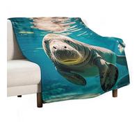 Manatee Animal Blanket Soft Flannel Throw Blanket 50"x60", Lightweight Decorative Blankets Warm Cozy Blankets for Couch, Bed, Camping & Travel, Ideal Gifts for Women Men