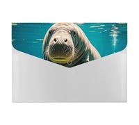Manatee Animal File Folder 6-Pocket, Waterproof Accordion File Organizer with Snap Closure, Expanding Document Holder for Office, Home