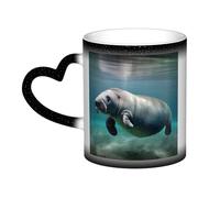Manatee Animal Print Thermal Color Changing Mug, Ceramic Coffee Cup, Magic Mug for Home Office Cafe