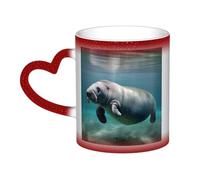 Manatee Animal Print Thermal Color Changing Mug, Ceramic Coffee Cup, Magic Mug for Home Office Cafe