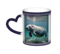 Manatee Animal Print Thermal Color Changing Mug, Ceramic Coffee Cup, Magic Mug for Home Office Cafe