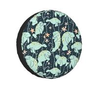 Manatee Animals Calf Christmas Tire Cover Universal Fit For Trailer,Rv,Car,Truck,Suv,Jeep,Waterproof Dustproof