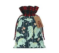 Manatee Animals Calf Print Christmas Drawstring Eco-Friendly Gift Bags For Festive Birthday Wrapping Needs