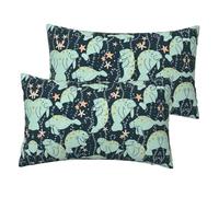 Manatee Animals Calf Printing Simple Opulence Imitation Linen Pillowcase 2 Sets Of Soft And Durable 12''X20'' For Sofa Bed