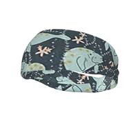 Manatee Animals Print Fashion Elastic Sports Headband Unisex High Absorption Sweat Band Hair Band For Running, Fitness, Tennis & Outdoor Activities