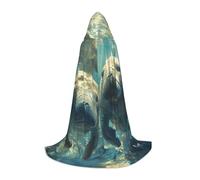 Manatee Animals Print Hooded Robe Adult Wizard Robes Monk Priest Cloak Halloween Cosplay Knight Hood Cape, Black, S