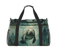 Manatee Animals Travel Duffel Bag Large Foldable Waterproof Overnight Bag Beach Swim Bags Pool Sports Gym