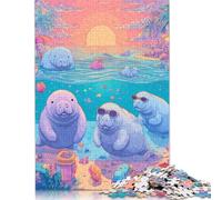 Manatee Commune Wooden Jigsaw Puzzles 300 Piece Adults Fun Stress Relief Education Game Toy Intellectual Game Decoration Relaxation And Intelligence 300pcs (40x28cm)