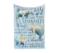 Manatee Gifts for Girls/Women, Just A Girl Who Loves Manatees, Cozy Super Soft Plush Fleece Throw Blanket for All Seasons，Watercolor Sea Animals Blanket