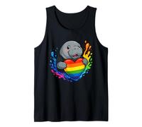 Manatee Holding Heart Rainbow Flag Proud LGBT Supporter Tank Top