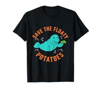 Manatee Save The Floaty Potatoes Funny Chubby Mermaid T-Shirt