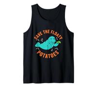 Manatee Save The Floaty Potatoes Funny Chubby Mermaid Tank Top