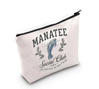 Manatee Social Club Makeup Bag Manatee Gift for Sea Cow Chubby Mermaid Lovers (Manatee Bag EU)