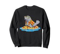 Manatee Surfing on Pizza Slice Summer Sweatshirt