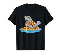Manatee Surfing on Pizza Slice Summer T-Shirt