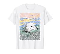 Manatee Swimming Ocean Minimalist Animal Line Art Summer T-Shirt