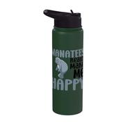 Manatees Make Me Happy You Not So Much Funny Sea Cow Manatee Stainless Steel Insulated Water Bottle