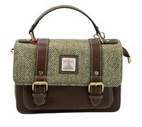 Manav Harris Tweed Medium Satchel Bag 13 Brown | Authentic Handwoven Scottish Tweed Shoulder & Crossbody Bag | Classic, Durable & Stylish Everyday Satchel for Work, Travel, Shopping & Heritage Lovers