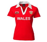 Manav Ladies Wales Top Athletic Short Sleeve Welsh Rugby Shirt Casual Polo Stretchable Durable Breathable Quick Dry Lightweight Performance for Women Sports Outdoor Red