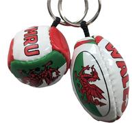 Manav Wales Rugby Ball & Football Keyring - Dual Sports Welsh Flag Keychain, Durable Souvenir Accessory with Rugby and Football Design, Lightweight Collectible Gift for Fans